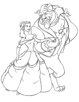 A coloring page of beauty and the beast